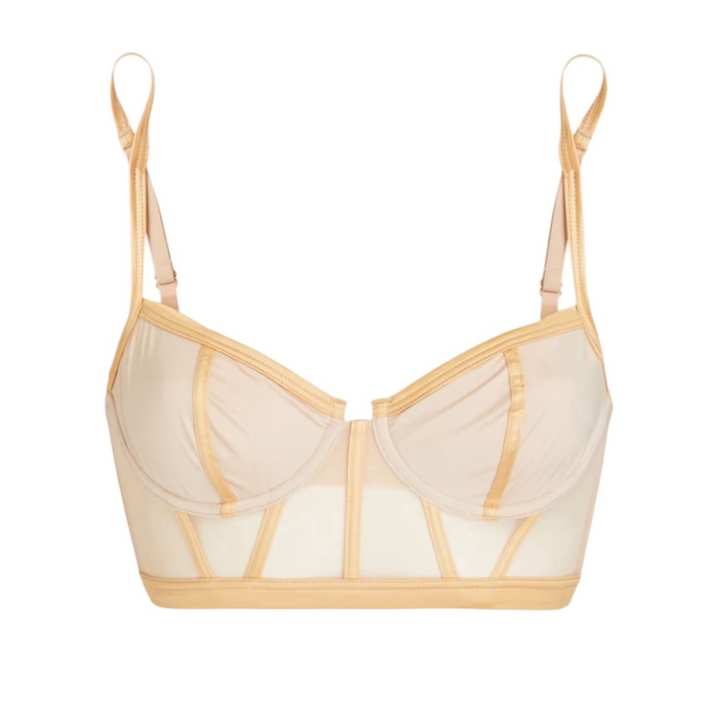 Cosabella Sardegna Bustier Gold 34C Jersey Paneled Stretch Mesh Underwire NWT